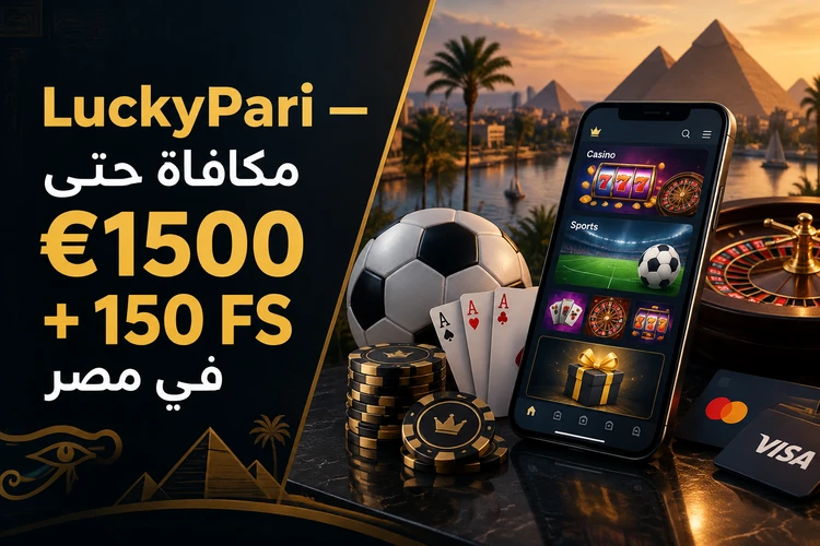 LuckyPari — كازينو ومراهنات مع مكافأة حتى €1500 + 150 FS في مصر